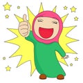 Muslim girl showing thumbs up