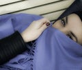Muslim girl. Young arabian woman in hijab. Yashmak