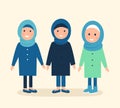 Muslim Girls or Women Wearing Hijabs. Vector illustrations