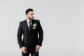 Muslim groom in suit and boutonniere