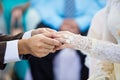 Muslim groom wears the ring bride Royalty Free Stock Photo
