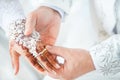 Muslim groom wears the ring bride Royalty Free Stock Photo