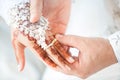 Muslim groom wears the ring bride Royalty Free Stock Photo