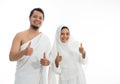 Muslim Hajj umrah showing thumb up