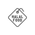 Muslim halal sticker line icon