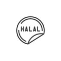 Muslim halal sticker line icon