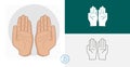 Muslim hands in pose of praying isolated flat icon. line, solid islamic