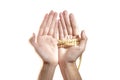 Muslim hands praying with prayer beads Royalty Free Stock Photo