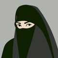 Muslim in hijab face vector illustration flat style front Royalty Free Stock Photo