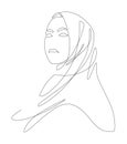 Muslim hijab women, hand-drawn line art illustration for boutique fashion or business