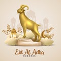 Muslim holiday happy Eid al-Adha. graphic design decoration kurban bayrami. floral lamb and a sheep. new vector illustration