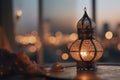 Muslim Holy Month Ramadan Kareem - modern Arabic Lantern Illustration AI - Generated