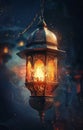 Muslim holy month Ramadan Kareem. Ornamental lantern glowing