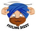 Muslim human emoji feeling dizzy, illustration, vector