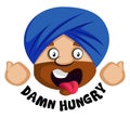 Muslim human emoji feeling hungy, illustration, vector