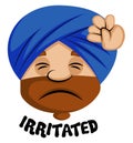 Muslim human emoji feeling irritated, illustration, vector