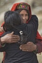 Muslim Ismaili women from Upper Shimshal village 5600m say goodbye before the road to the lower Shimshal 3100m.