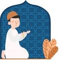 Muslim Kid Doing Pray And Dhikr Royalty Free Stock Photo