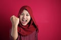 Muslim Lady Celebrating Victory Royalty Free Stock Photo