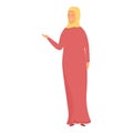 Muslim long dress icon cartoon vector. Hijab fashion