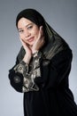 Muslim Malay woman in black hijab Royalty Free Stock Photo