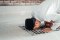 Muslim male sujud praying