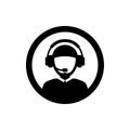 Muslim male support service / customer care / customer service / administrator silhouette icon. Circle icon.