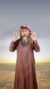 A Muslim man with agal in a praying position (salat