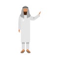 Arab man in traditional ethnic white wear with kefia. Vector illustration in flat cartoon style Royalty Free Stock Photo