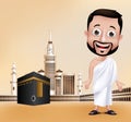 Muslim Man Character Performing Hajj or Umrah Royalty Free Stock Photo