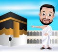 Muslim Man Character Performing Hajj or Umrah