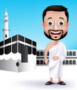 Muslim Man Characters Wearing Ihram Cloths for Performing Hajj or Umrah Royalty Free Stock Photo