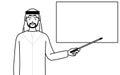Muslim Man pointing at a whiteboard with an indicator stick Royalty Free Stock Photo