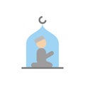 Muslim man praying mosque icon. Simple color vector elements of islam icons for ui and ux, website or mobile application