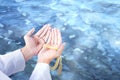 Muslim man praying with prayer beads on his hands Royalty Free Stock Photo