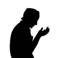 Muslim man praying silhouette black and white ramadhan