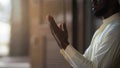 Muslim man praying and worship dua ask allah for blessing during ramadan