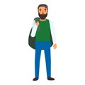 Muslim man refugee icon, flat style