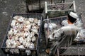 A Muslim man takes chickens to market in Landi Kotal on the Khyber Pass in Pakistan