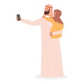 Muslim man taking selfie with her daughter. Arabic character taking Royalty Free Stock Photo