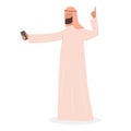 Muslim man taking selfie set. Arabic character taking photo Royalty Free Stock Photo