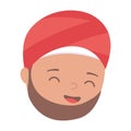 Muslim man in traditional turban man face cartoon character isolated icon design