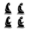 Muslim man and woman making a supplication. Islamic prayer icons Royalty Free Stock Photo