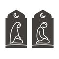 Muslim man and woman making a supplication. Islamic prayer icons Royalty Free Stock Photo