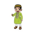 Muslim mascot and background cute pose