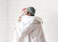 Muslim men hugging each other Royalty Free Stock Photo
