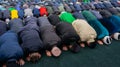 Muslim men praying. A Muslim Friday mass prayer Royalty Free Stock Photo