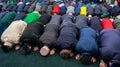 Muslim men praying. A Muslim Friday mass prayer Royalty Free Stock Photo