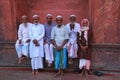 Muslim men standing at Jama Masjid in Delhi, India