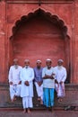 Muslim men standing at Jama Masjid in Delhi, India